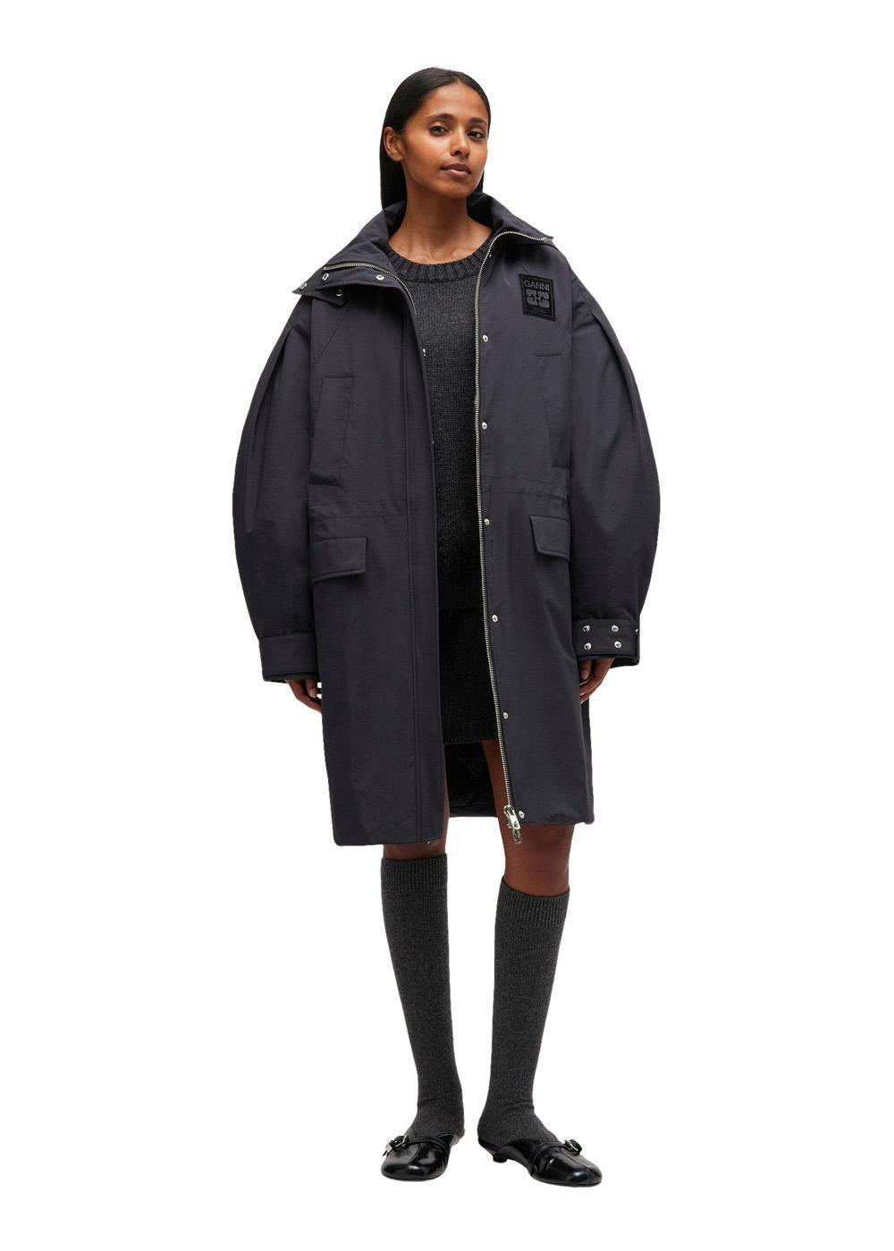Ripstop Tri-Layer Parka Coat - Phantom-Outerwear-Ganni-Butler Loftet