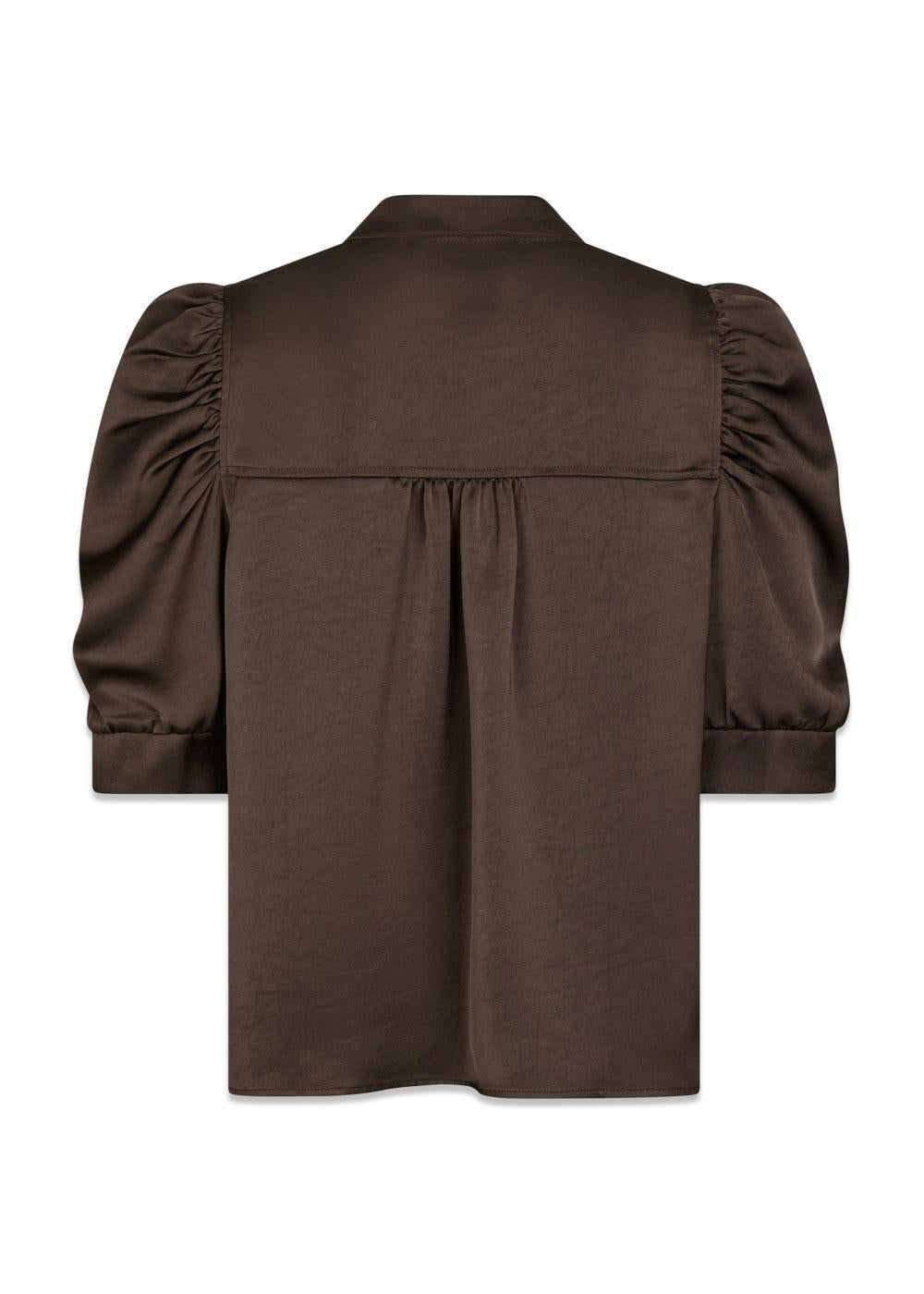 Roella Heavy Sateen Blouse - Dark Brown-Blouses-Neo Noir-Butler Loftet