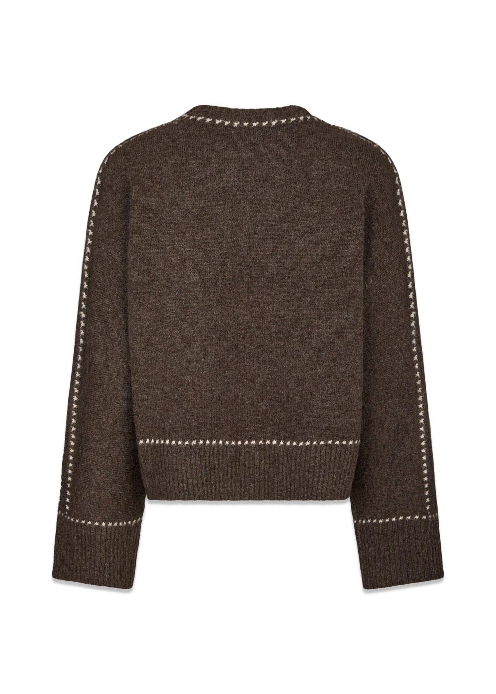 Roeme Knit Stitch Blouse - Brown Melange-Knitwear-Neo Noir-Butler Loftet