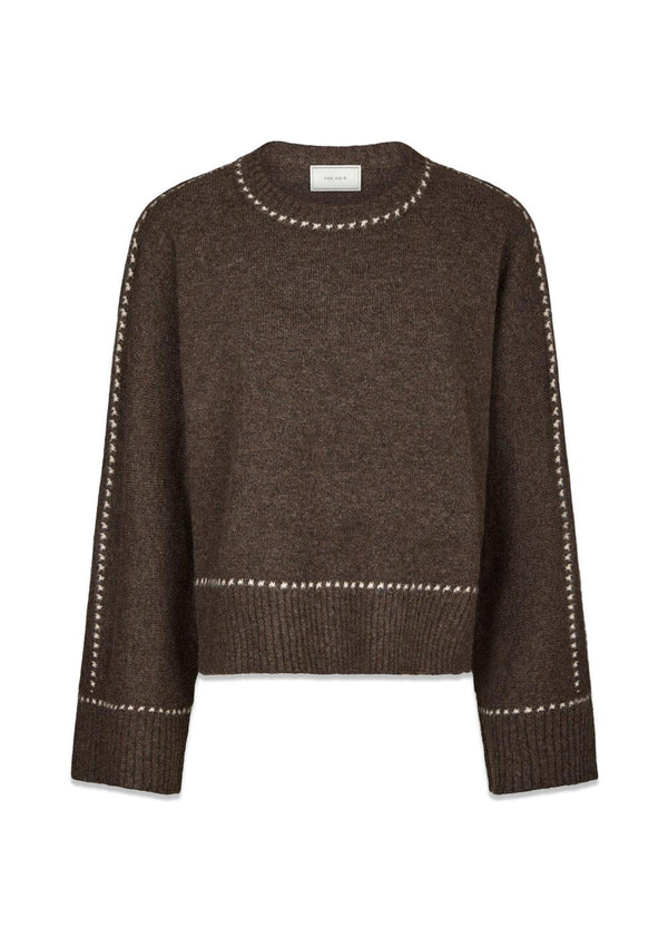 Roeme Knit Stitch Blouse - Brown Melange-Knitwear-Neo Noir-Butler Loftet