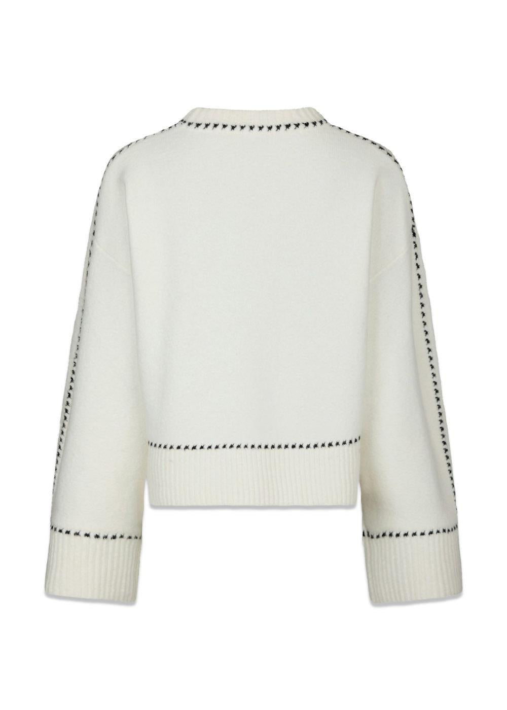 Roeme Knit Stitch Blouse - Off White-Knitwear-Neo Noir-Butler Loftet