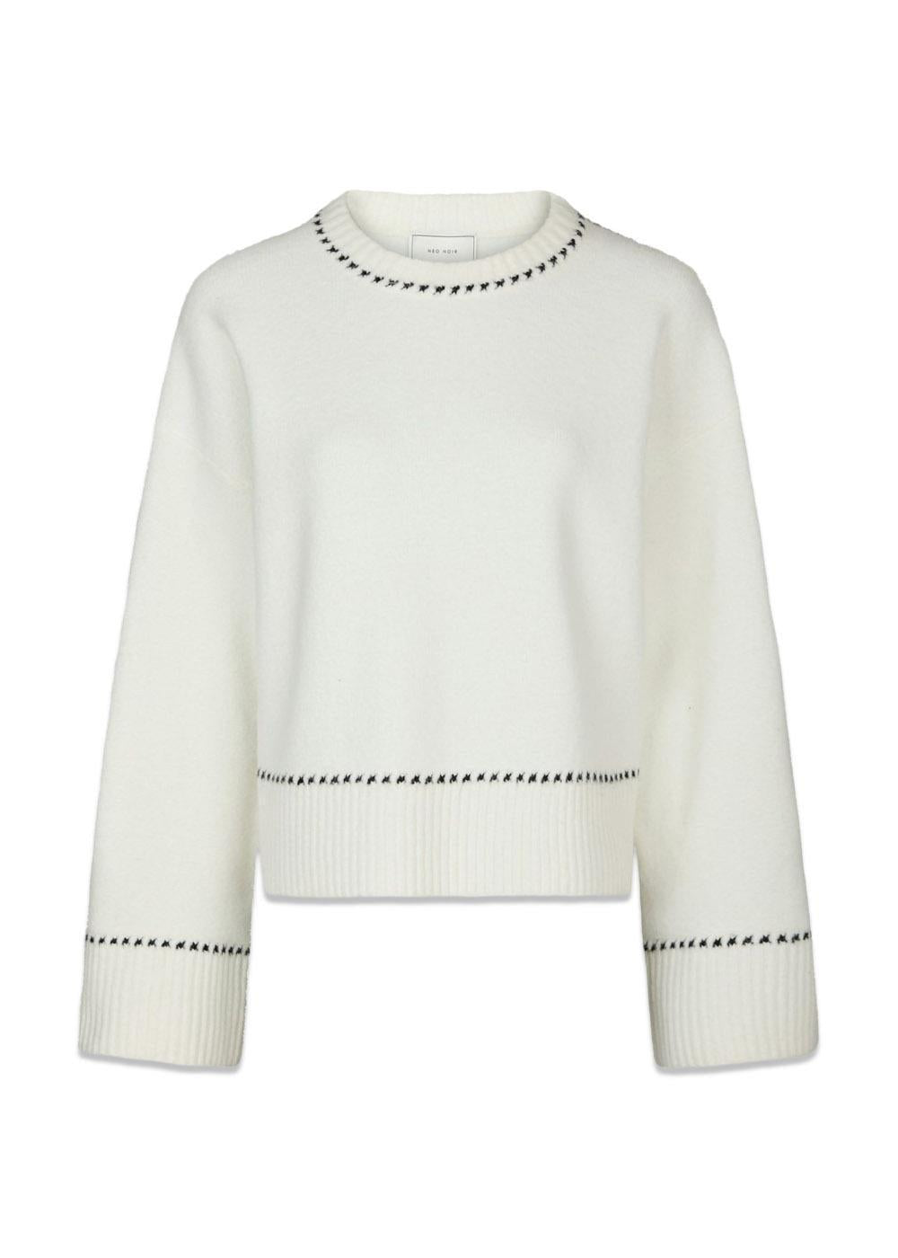 Roeme Knit Stitch Blouse - Off White-Knitwear-Neo Noir-Butler Loftet