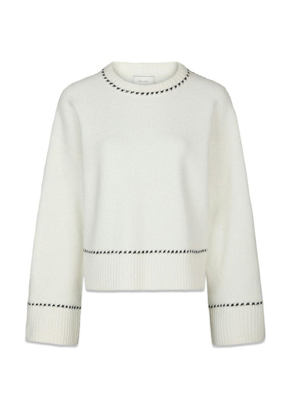 Roeme Knit Stitch Blouse - Off White-Knitwear-Neo Noir-Butler Loftet