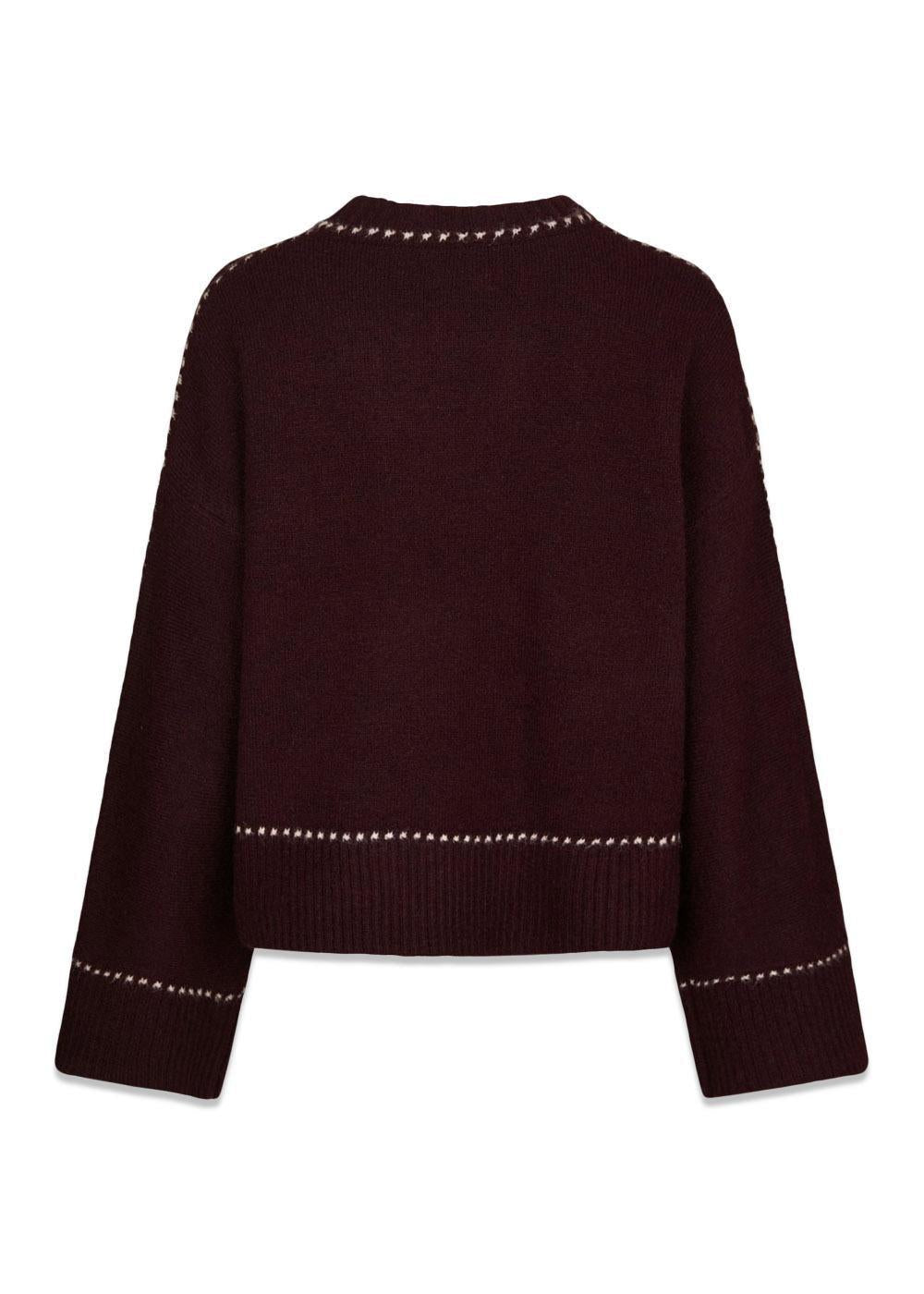Roeme Knit Stitch Blouse - Wine-Knitwear-Neo Noir-Butler Loftet