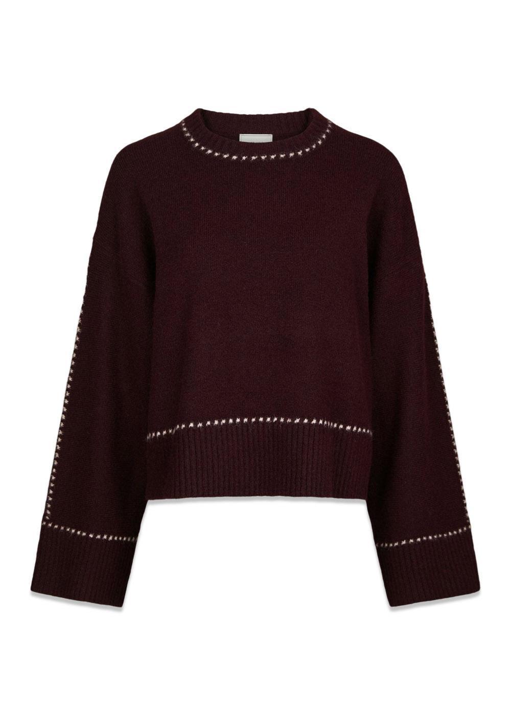 Roeme Knit Stitch Blouse - Wine-Knitwear-Neo Noir-Butler Loftet