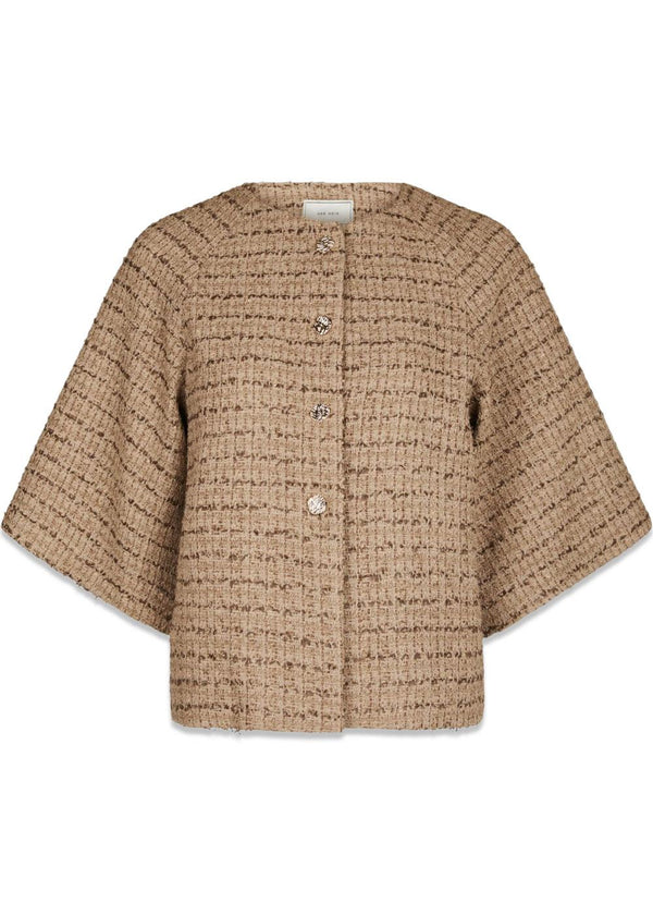 Rosella Boucle Mini Jacket - Taupe-Outerwear-Neo Noir-Butler Loftet