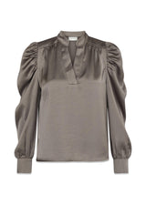 Rosslyn Heavy Sateen Blouse - Warm Grey