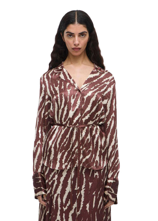 Roushiana LS printed collar shirt - Decadent Choco/Birch-Shirts-ROUGE EDIT-Butler Loftet