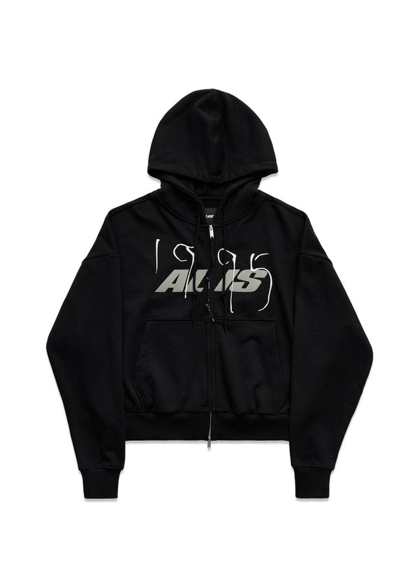 SHEN CROPPED HOODIE W/ ZIPPER - Solid Black-Hoodies-ALIS-Butler Loftet