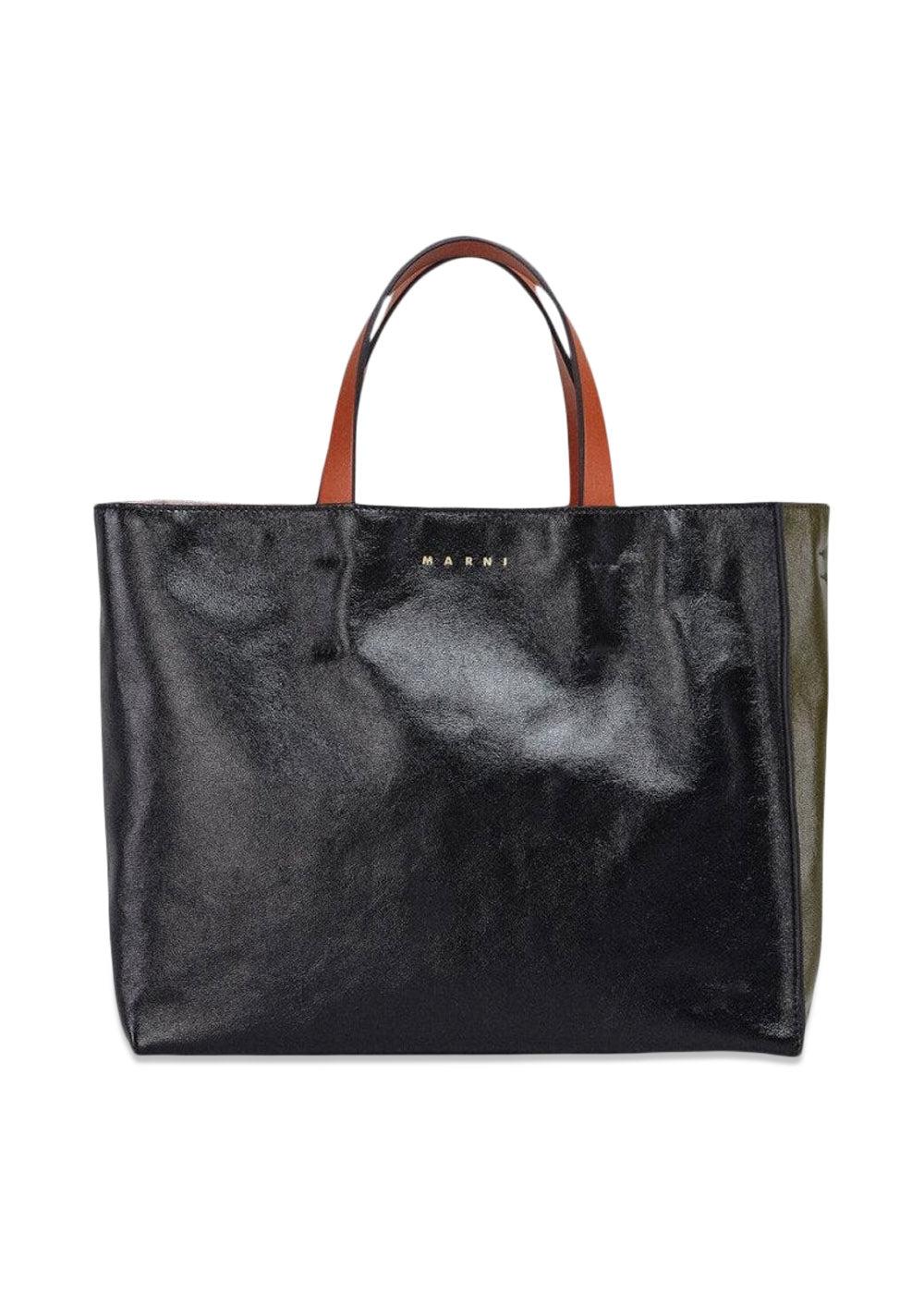 Marnis SHOPPING BAG - Black/Mosstone/Tile. Køb designertasker||skuldertasker her.