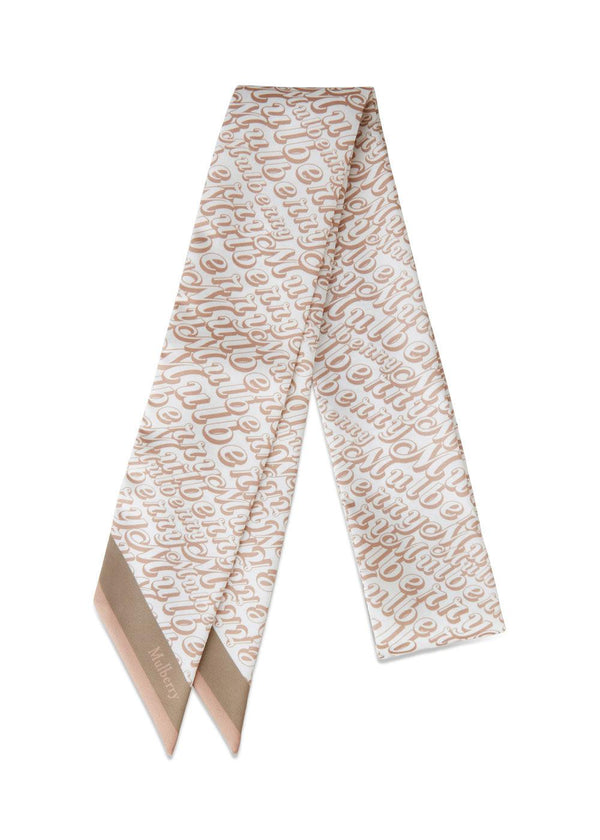 SKINNY SCARF - FANTASY MULBERRY LOGO - Eggshell-Maple