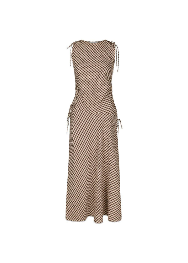 Saxton Check Dress - Brown-Dress-Neo Noir-Butler Loftet