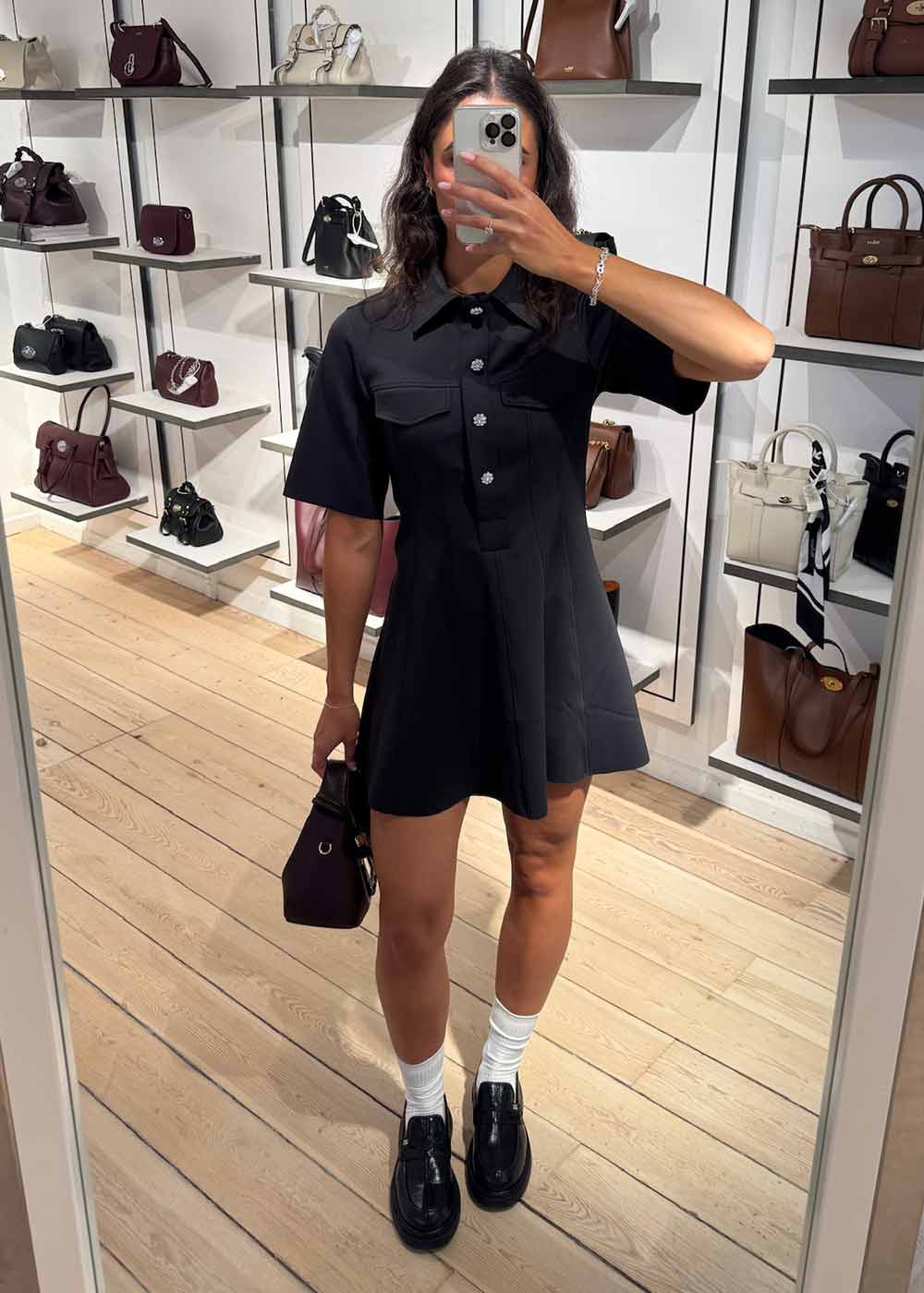 Scuba Neoprene Fitted Mini Dress - Phantom-Dress-Ganni-Butler Loftet