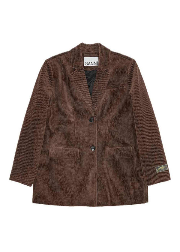 Seersucker Corduroy Blazer - Chicory Coffee-Blazers-Ganni-Butler Loftet