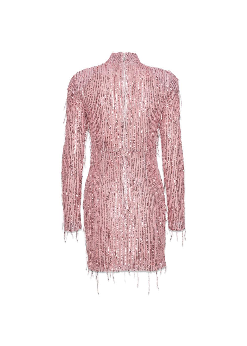 Sequin Fringe Mini Dress - Peachskin