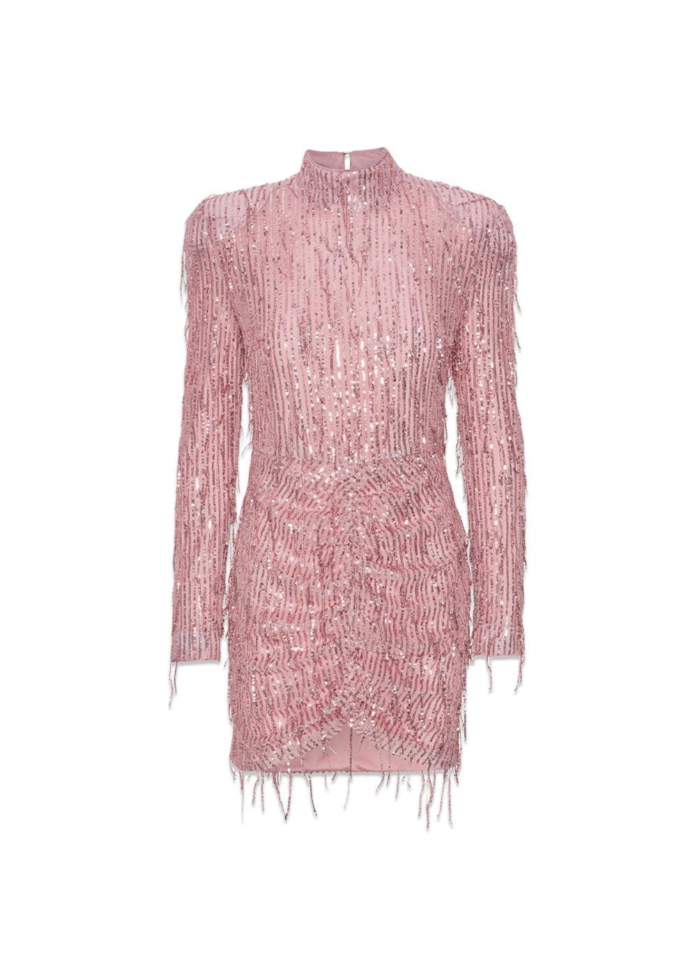 Sequin Fringe Mini Dress - Peachskin