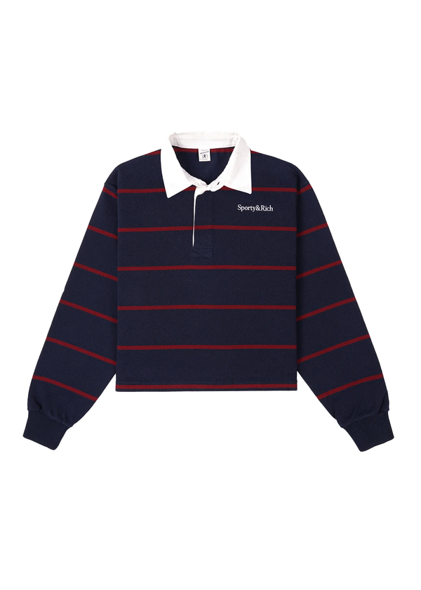 Serif Logo Rugby Polo - Dark Navy/White/Merlot