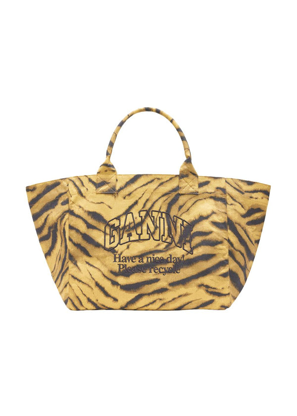 Shopper XXL Pocket Print Zebra - Khaki-Bags-Ganni-Butler Loftet