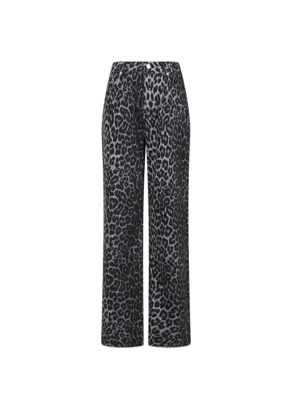 Simona Leopard Pants - Grey Leopard