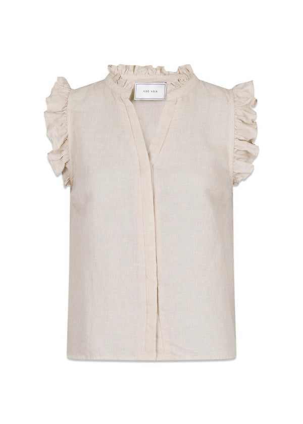 Neo Noirs Siona Linen Top - Sand. Køb toppe her.