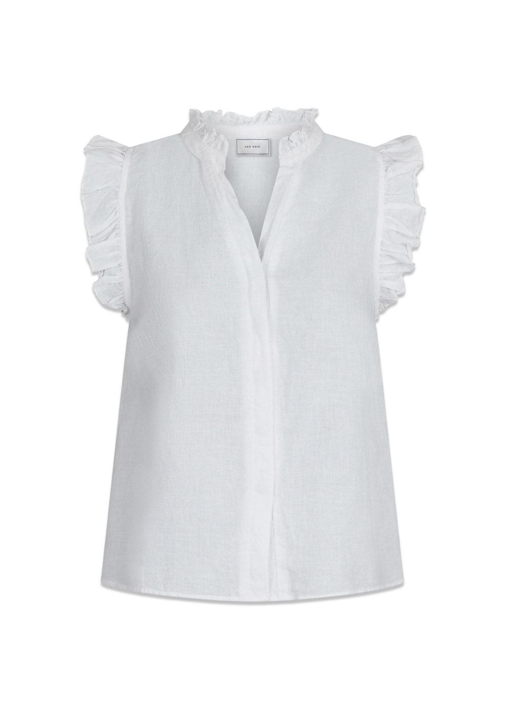 Neo Noirs Siona Linen Top - White. Køb toppe her.