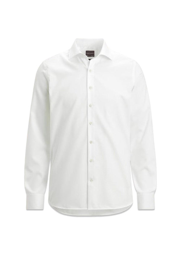 Slim Fit Cut Away Non Iron Twill Shirt - Optical White-Shirts-Oscar Jacobson-Butler Loftet