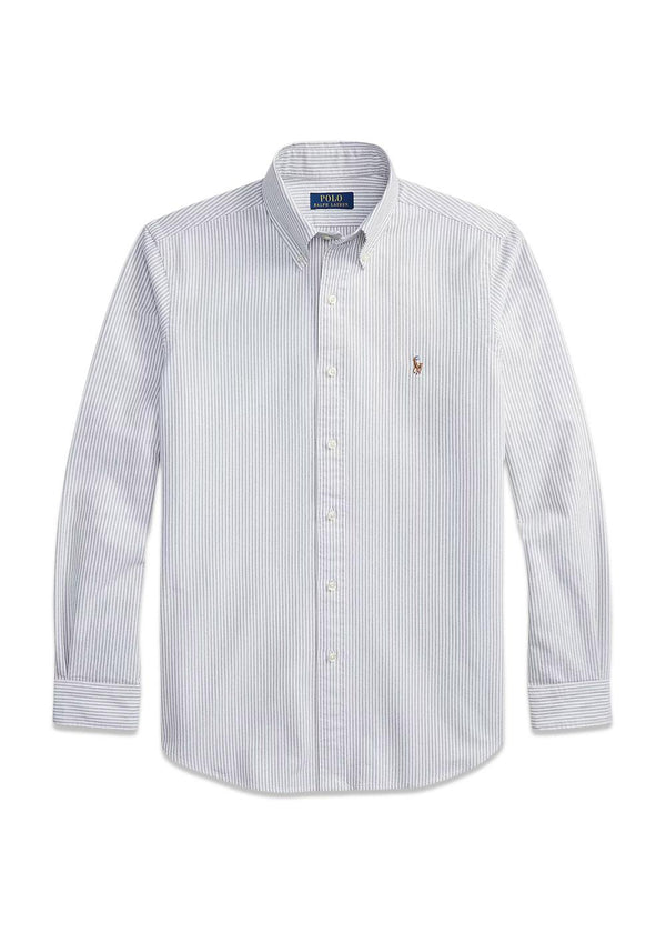 Slim Fit Striped Oxford Shirt - Navy White-Shirts-Ralph Lauren-Butler Loftet