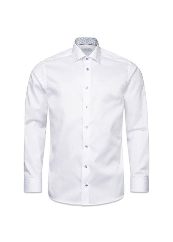 Slim Geometric Efferct Signatrue Twill Shirt - White