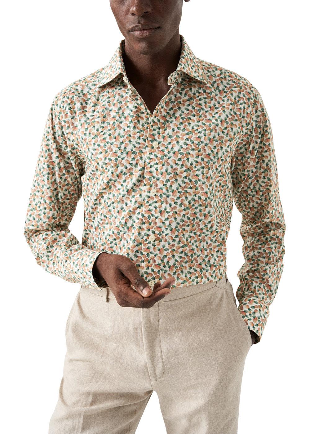 Slim Pineapple Twill Print Shirt - Multi