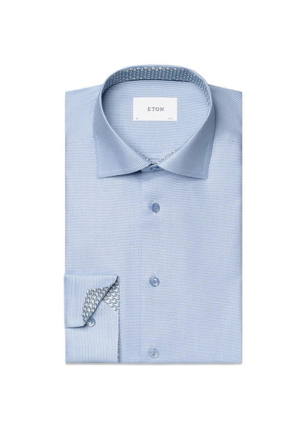 Slim Semi Solid Effect Dobby Shirt - Light Blue-Shirts-Eton-Butler Loftet