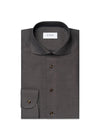 Slim Semi Solid Signature Dobby Shirt - Brown