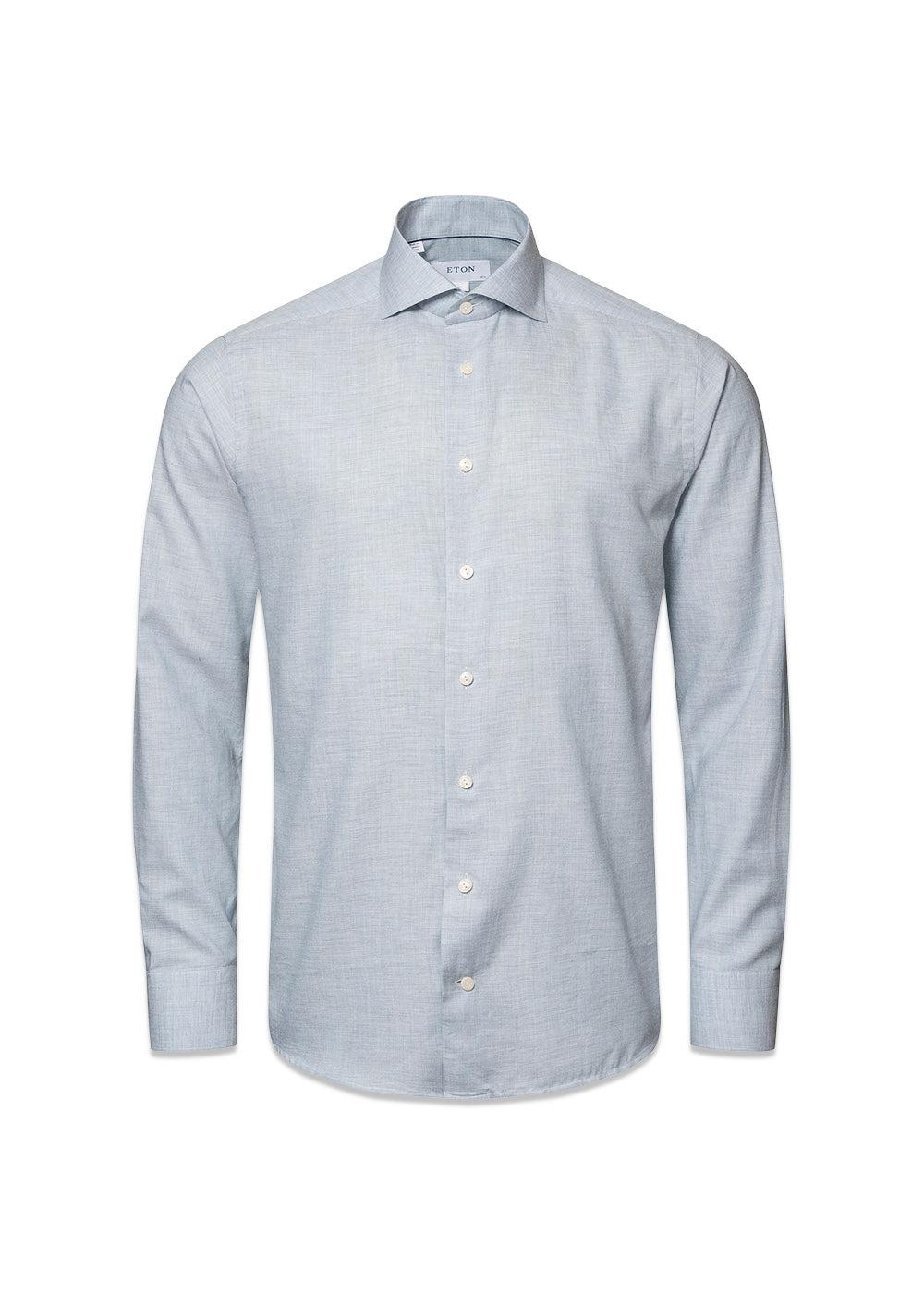 Slim Wrinkle Free Flannel Shirt - Light Blue