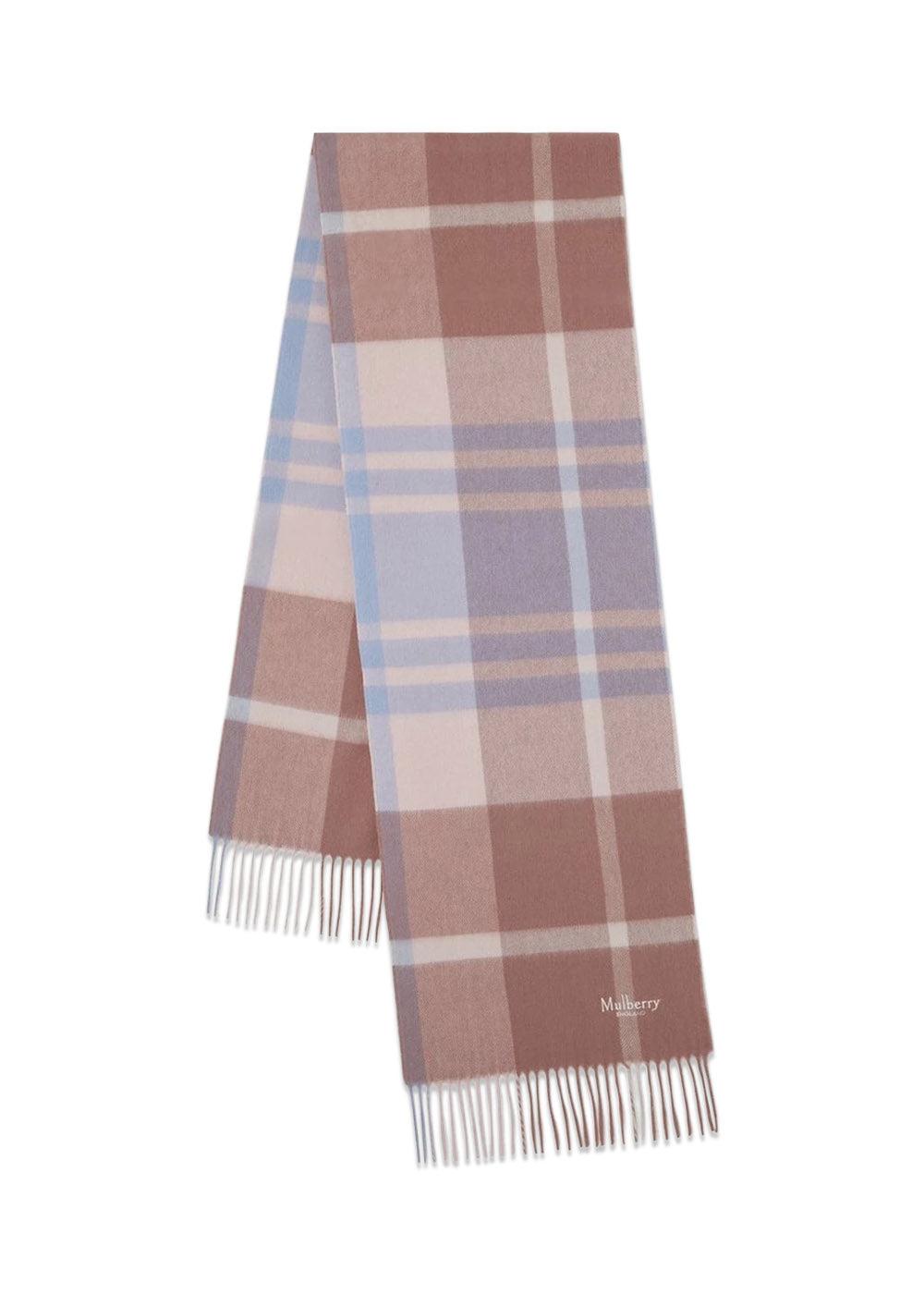 Small Check Merino Wool Scarf - Autumn Rose/Poplin