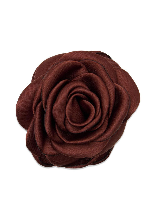 Small Satin Rose Claw - Chocolate