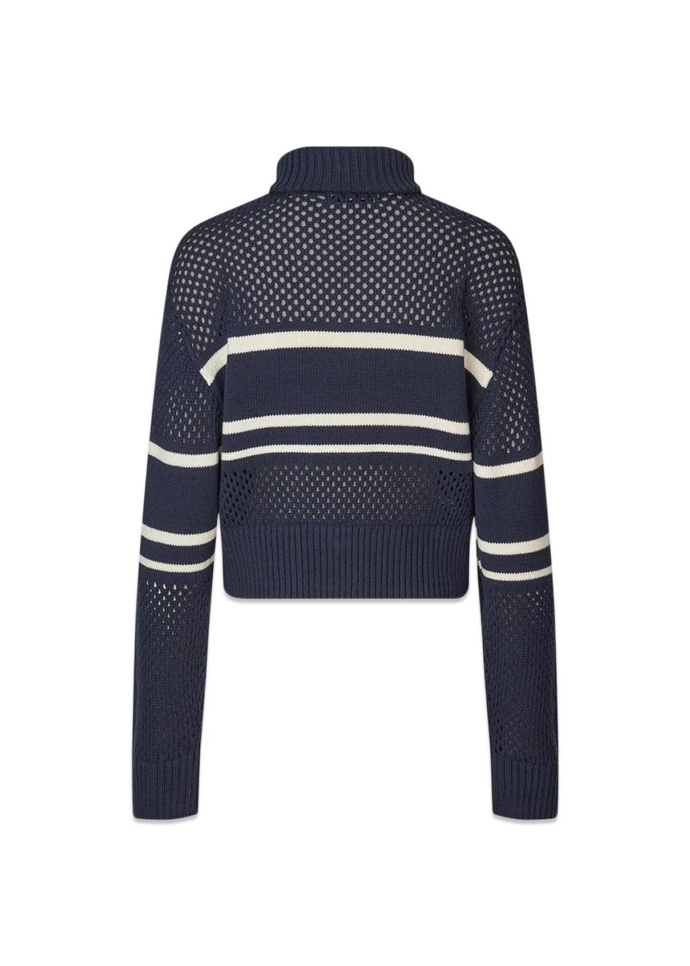 Snow Zip Cardigan - Dark Navy-Knitwear-Oval Square-Butler Loftet