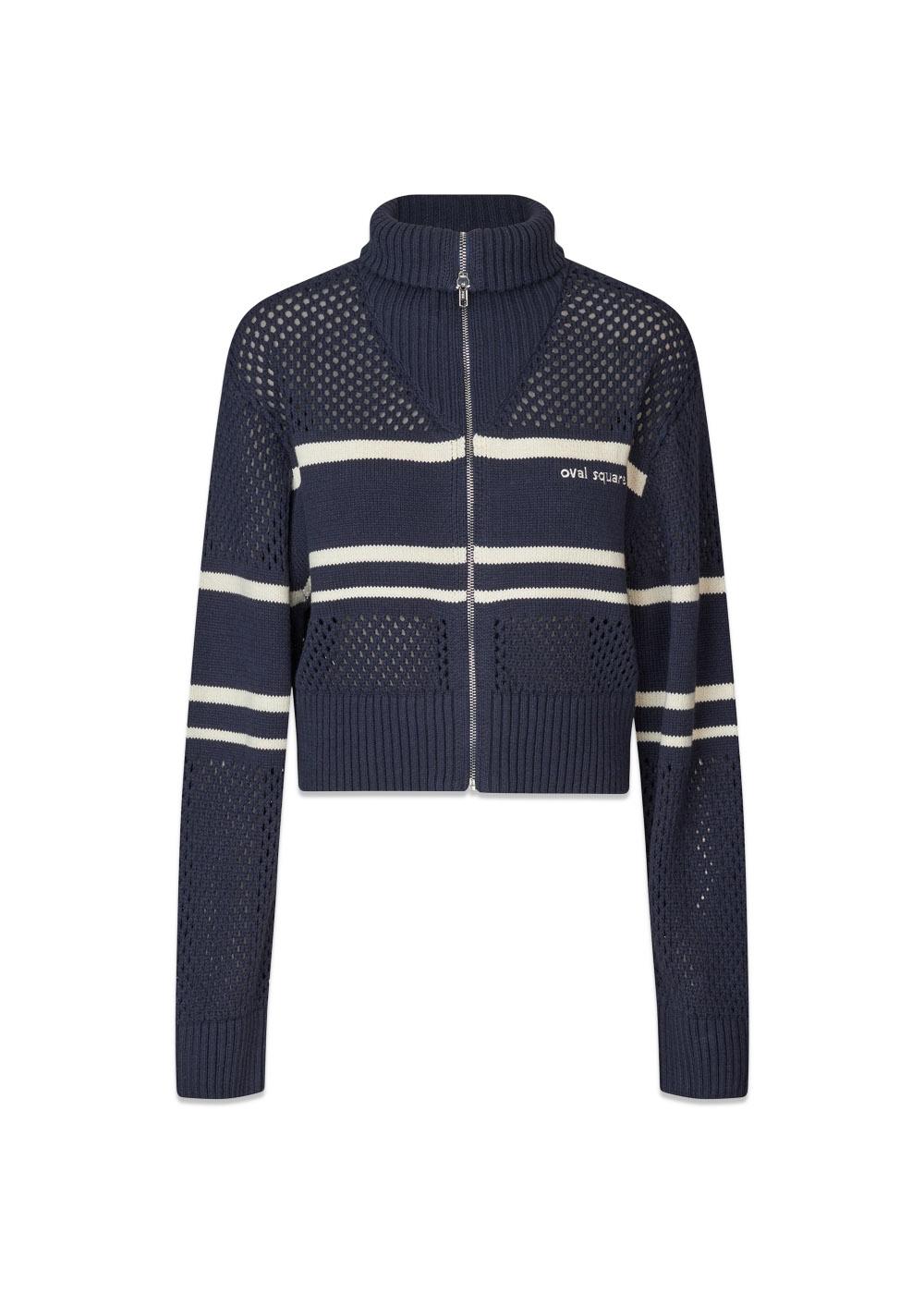 Snow Zip Cardigan - Dark Navy-Knitwear-Oval Square-Butler Loftet