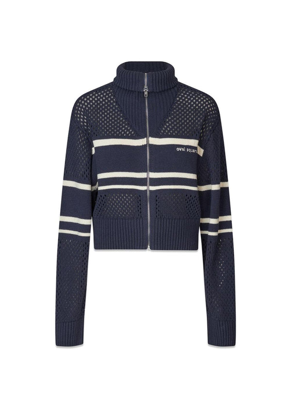 Snow Zip Cardigan - Dark Navy-Knitwear-Oval Square-Butler Loftet