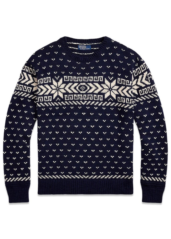 Snowflake Cotton-Cashmere Sweater - Navy