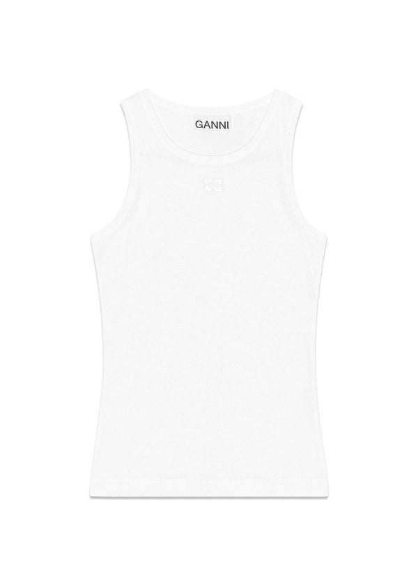 Soft Cotton Rib Tank Top - Bright White