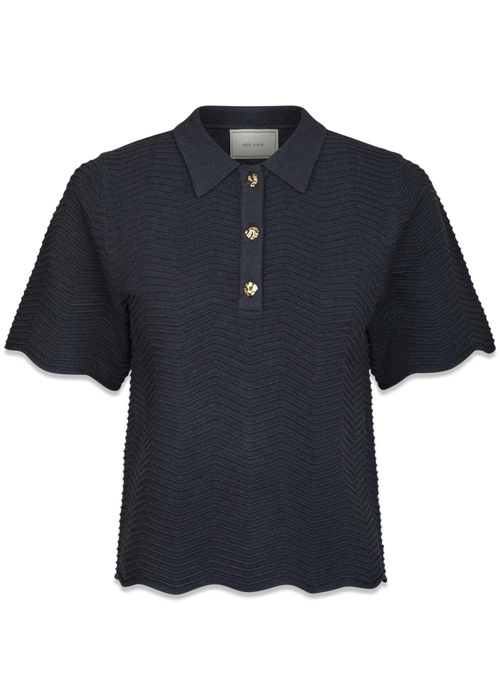 Soko Wave Knit Tee - Midnight Blue-Blouses-Neo Noir-Butler Loftet