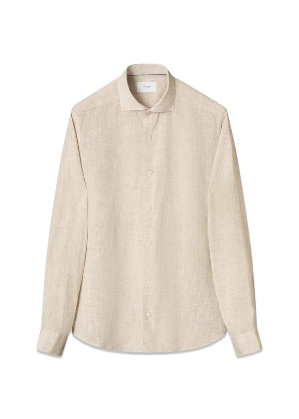 Solid Linen Shirt - Beige-Shirts-Eton-Butler Loftet