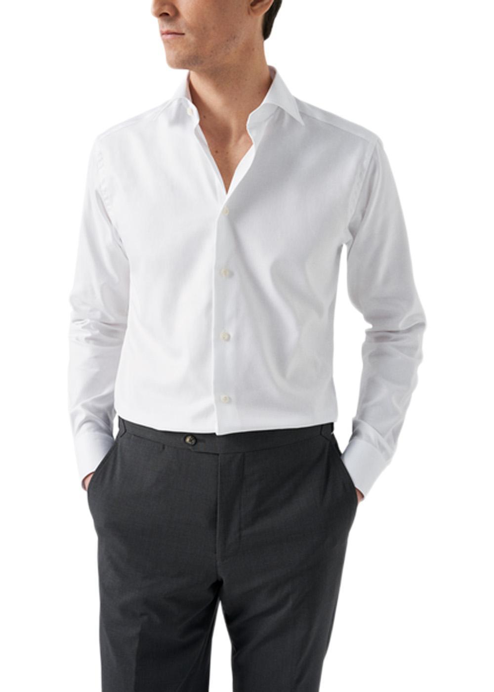 Solid Textured Twill Shirt - White-Shirts-Eton-Butler Loftet