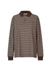 Steffi Oversized Polo - Coffee/Off White Stripe