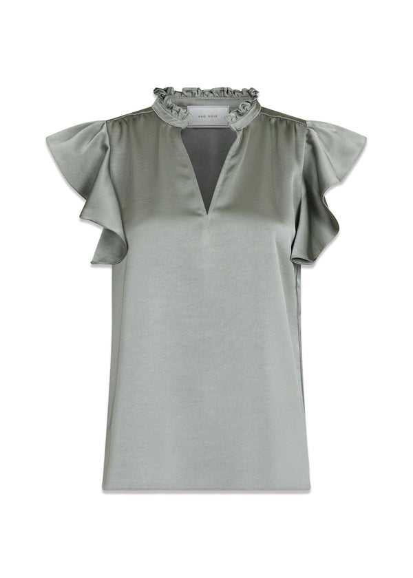 Stella Heavy Sateen Blouse - Smoke Green