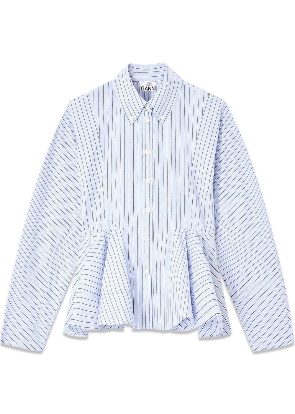 Stripe Cotton Peplum Shirt - Lavender Lustre-Shirts-Ganni-Butler Loftet