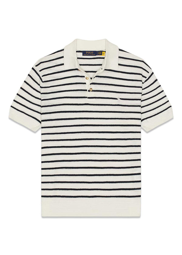 Striped Cotton Polo Sweater - White-T-shirts-Ralph Lauren-Butler Loftet