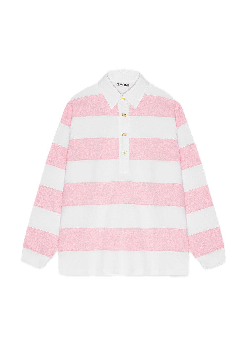 Striped Heavy Cotton Polo - Mauve Chalk