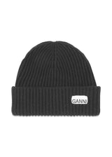 Structured Rib Beanie - Black-Headwear-Ganni-Butler Loftet