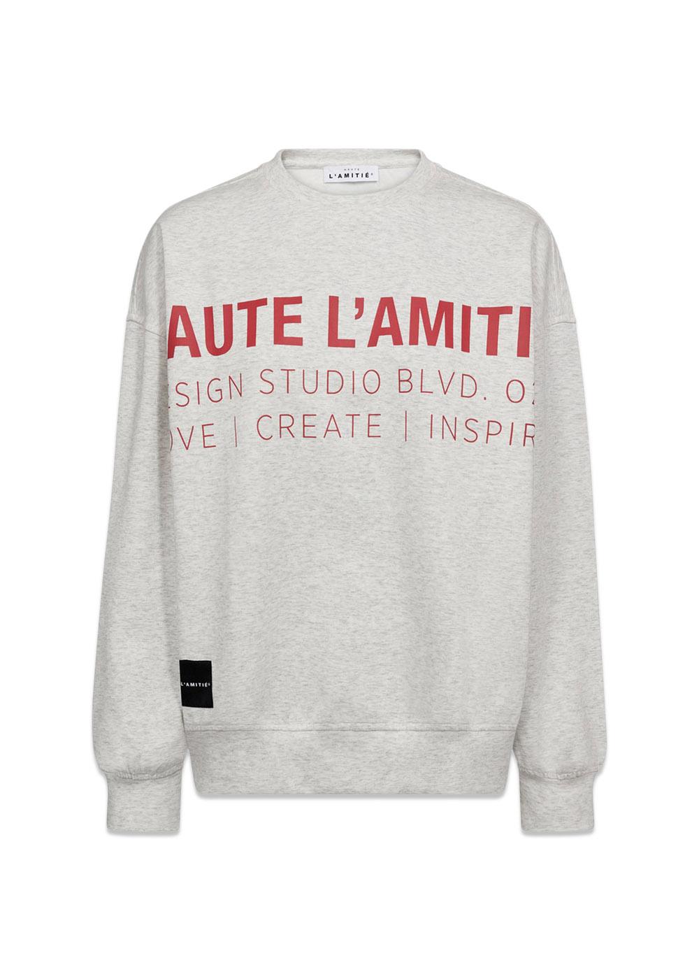 Studio Logo Sweat - Pearl Melange /Red-Sweatshirts-HAUTE L’AMITIÉ-Butler Loftet