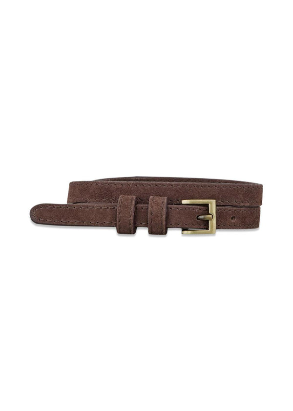 Suede Aria Leather Belt - Hot Fudge Brown-Belts-BeckSöndergaard-Butler Loftet